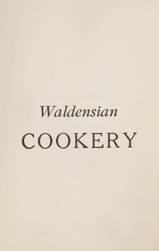 Cover of Waldensian cookery