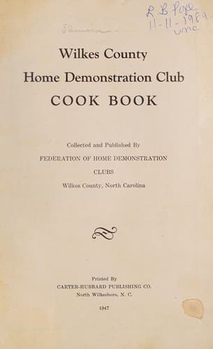 Cover of Wilkes County Home Demonstration Club cook book