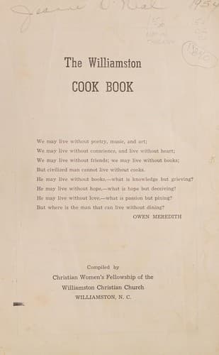 Cover of The Williamston cook book