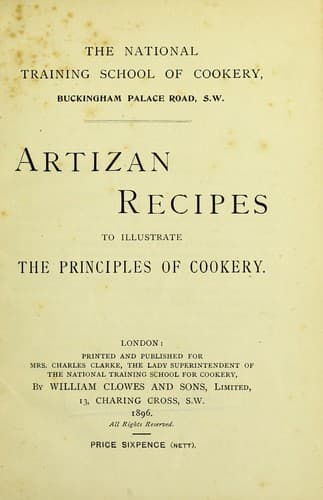 Cover of Artizan recipes