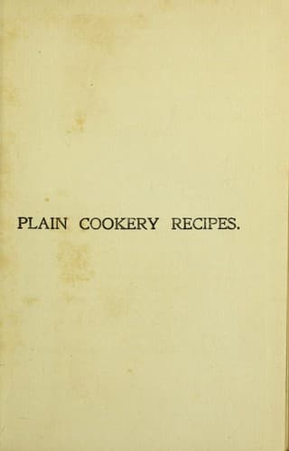 Cover of Plain cookery recipes