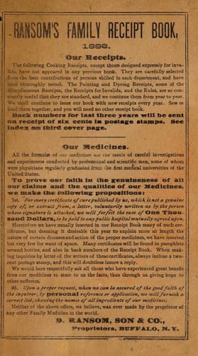 Cover of Ransom's family receipt book, 1886