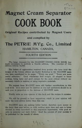 Cover of Magnet cream separator cook book