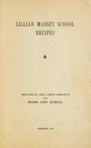 Cover of Lillian Massey school recipes