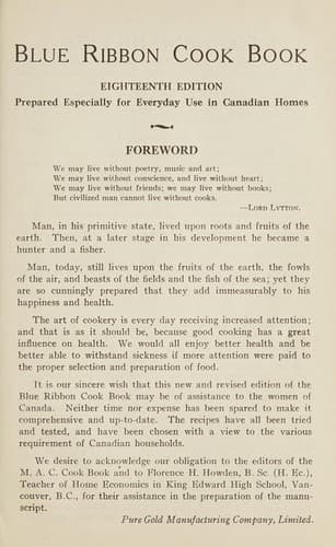 Cover of Blue Ribbon and Pure Gold cook book