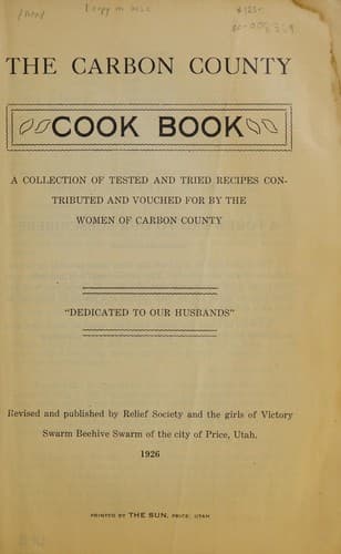 Cover of The Carbon County cook book