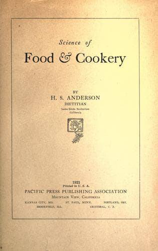 Cover of Science of food & cookery