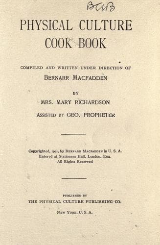 Cover of Physical culture cook book