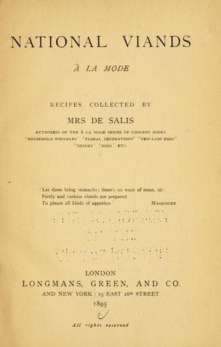 Cover of National viands à la mode