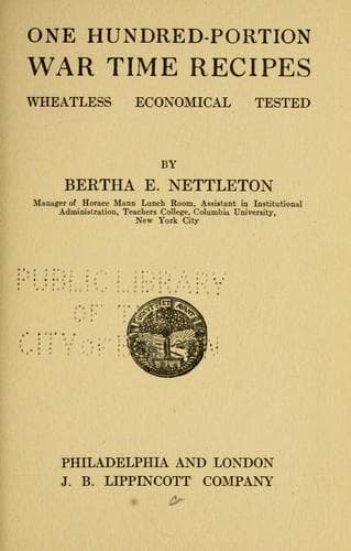 Cover of One hundred-portion war time recipes
