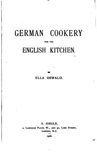 Cover of German cookery for the English kitchen
