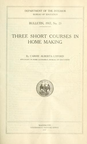 Cover of Three short courses in home making