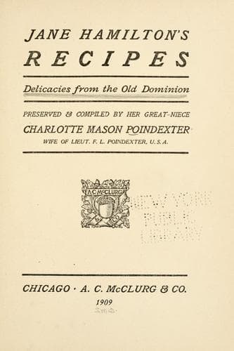Cover of Jane Hamilton's recipes