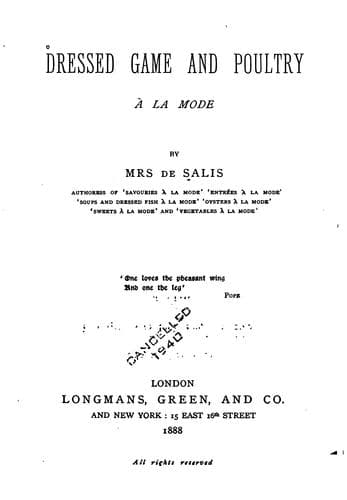 Cover of Dressed game and poultry à la mode