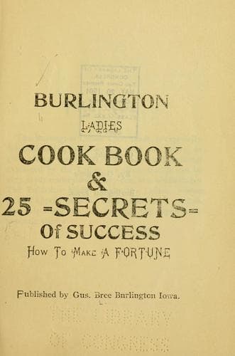 Cover of Burlington ladies cook book & 25 secrets of success