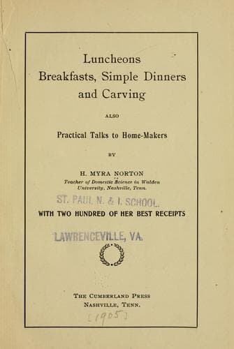 Cover of Luncheons, breakfasts, simple dinners and carving