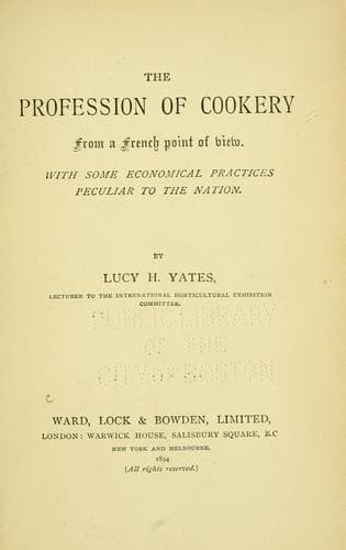 Cover of The profession of cookery, from a French point of view