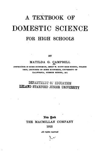 Cover of A textbook of domestic science for high schools