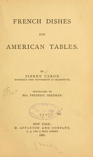 Cover of French dishes for American tables