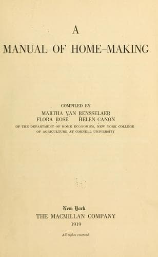 Cover of A manual of home-making