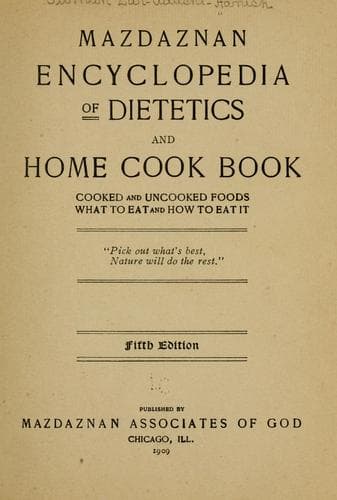 Cover of Mazdaznan encyclopedia of dietetics and home cook book