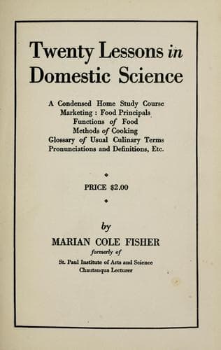 Cover of Twenty lessons in domestic science