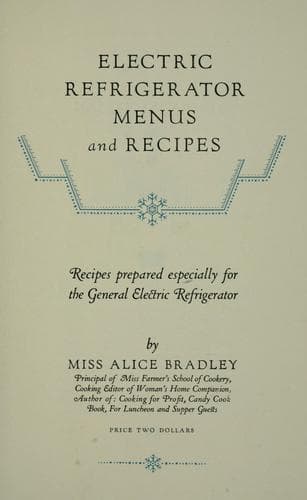 Cover of Electric refrigerator menus and recipes.