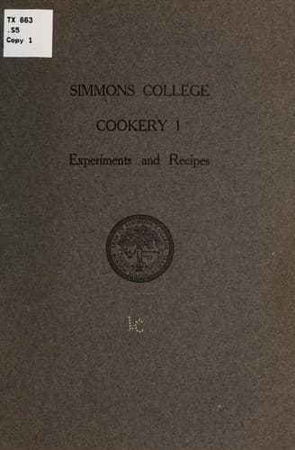 Cover of Cookery 1 experiments and recipes