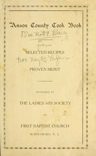 Cover of Anson County cook book