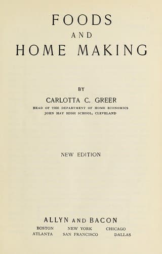 Cover of Foods and home making