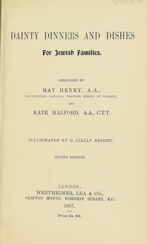 Cover of Dainty dinners and dishes for Jewish families