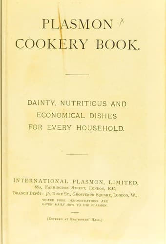Cover of Plasmon cookery book