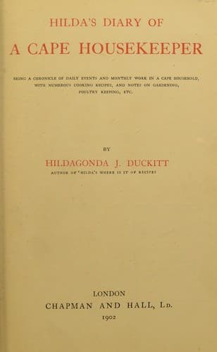 Cover of Hilda's diary of a Cape housekeeper