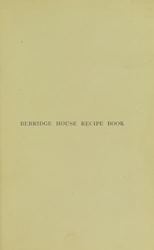 Cover of Berridge House recipe book