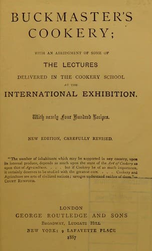 Cover of Buckmaster's cookery