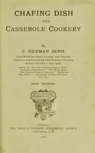 Cover of Chafing dish and casserole cookery