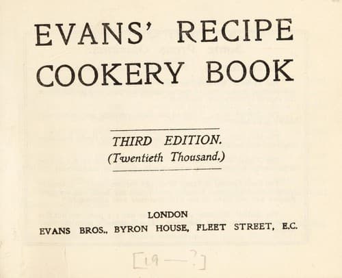 Cover of Evans' recipe cookery book