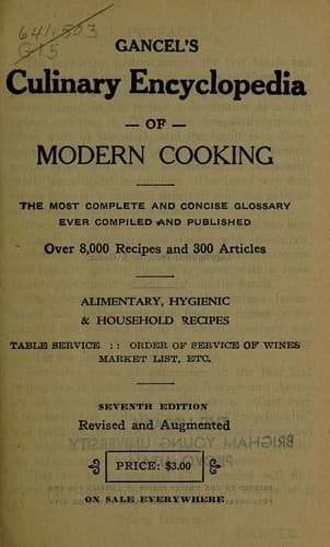 Cover of Gancel's culinary encyclopedia of modern cooking