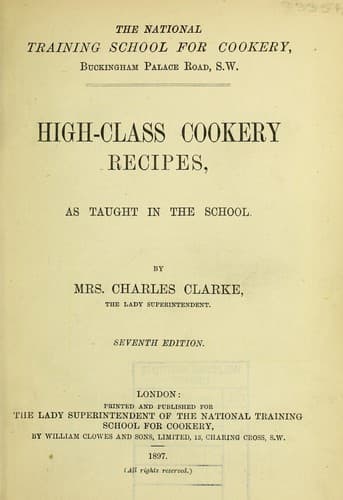 Cover of High-class cookery recipes