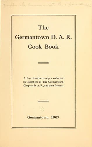 Cover of The Germantown D. A. R. cook book