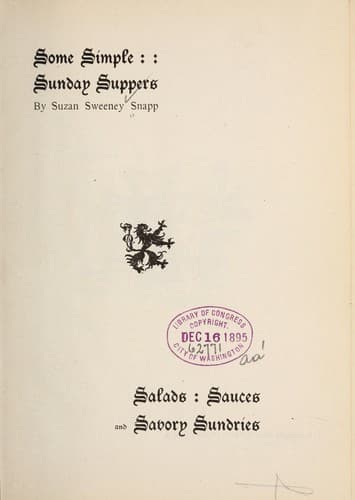 Cover of Some simple Sunday suppers