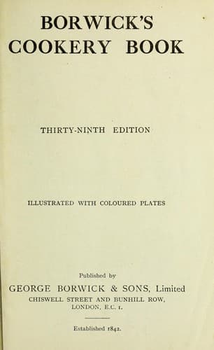 Cover of Borwick's cookery book