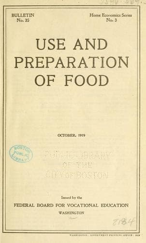 Cover of Use and preparation of food